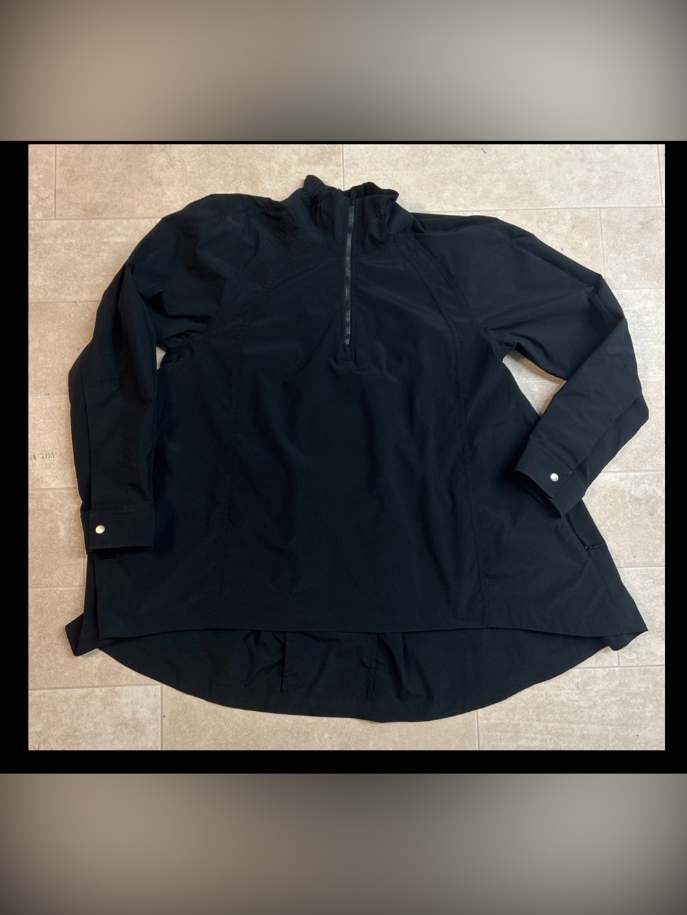 Athleta Womens Quarter Zip Flared Back Pullover Jacket Black Size Small